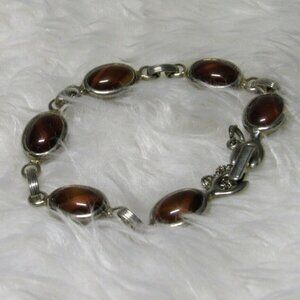 VTG Sarah Coventry Bracelet Tiger Eye Cabochons